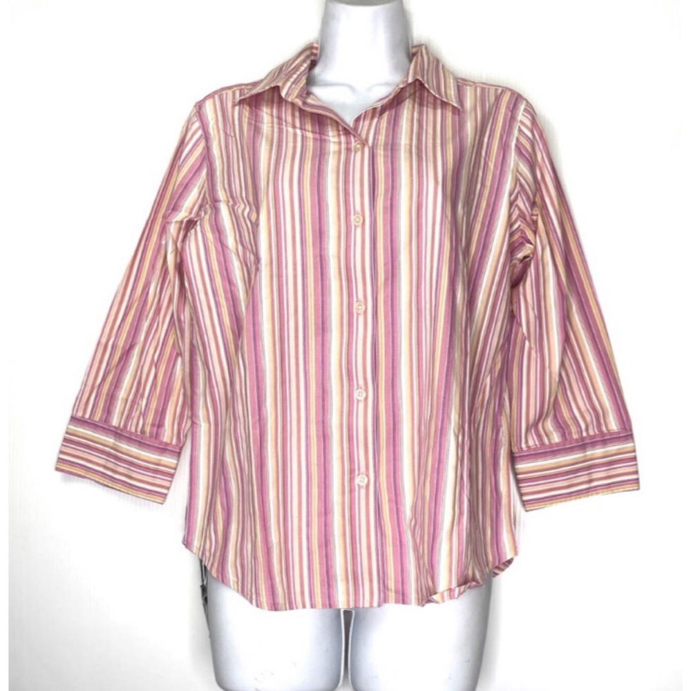 Eddie Bauer Pink Striped Button Down Shirt Medium